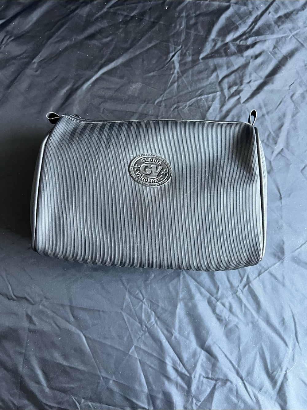 Gloria Vanderbilt Black Ribbed Toiletry Bag